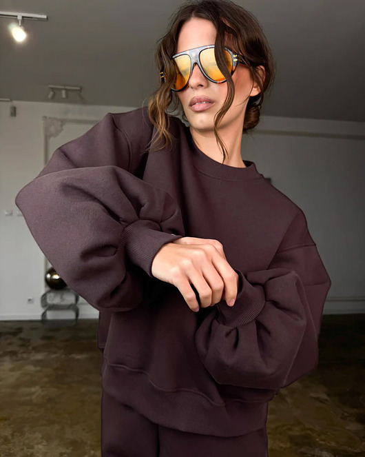 bluza bez kaptura damska Bluza Enjoyable ganache