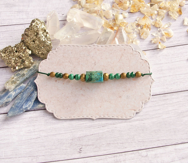 bransoletki z kamieni naturalnych Spokój, moc, ochrona - chryzokola, malachit