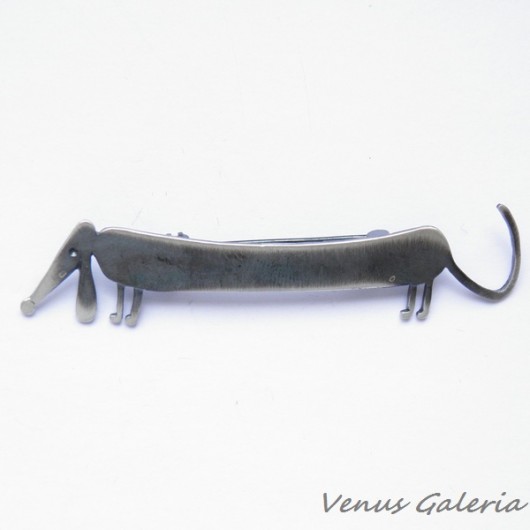 Broszka srebrna oksydowana- Jamnik VENUS GALERIA