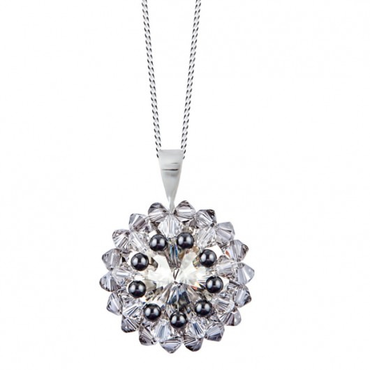 Pleciony kwiat, swarovski kryształki Laoni