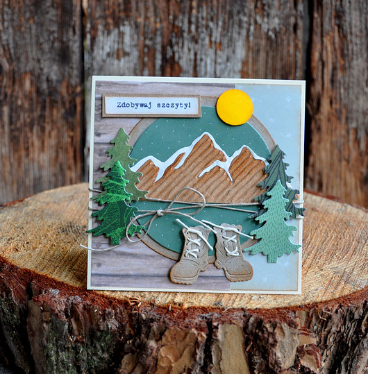 kartki scrapbooking Kartka z górami