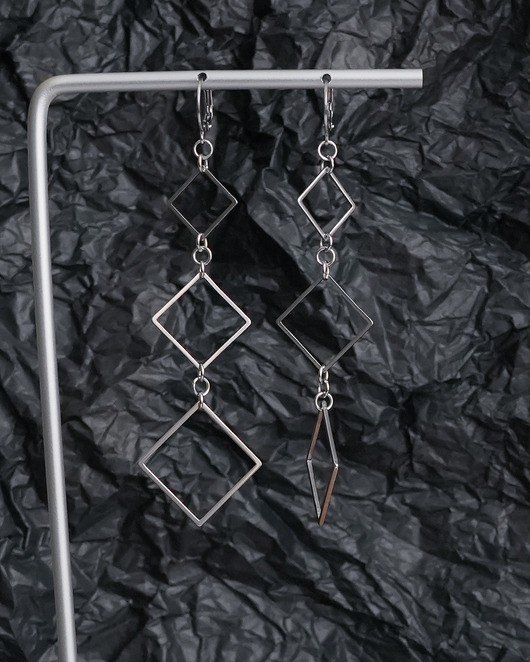 kolczyki - inne Długie stalowe kolczyki geometryczne