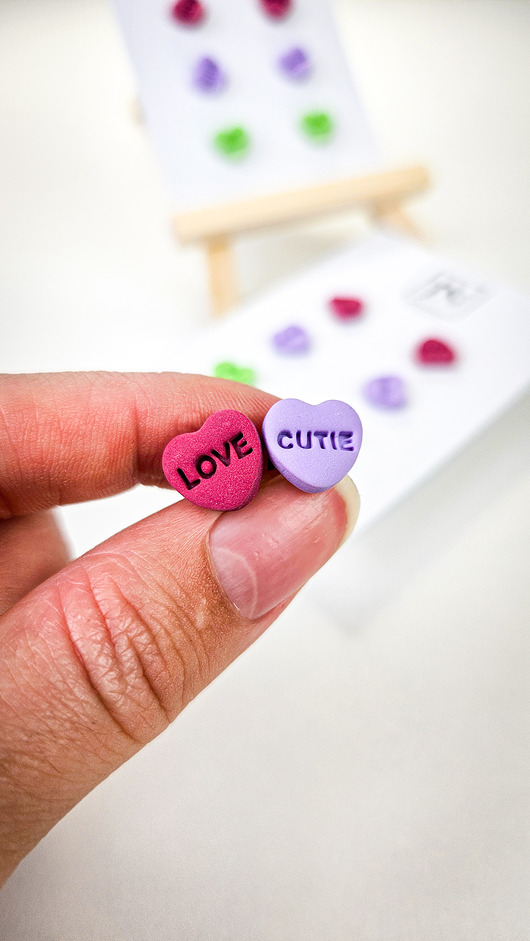 kolczyki z masy plastycznej Kolczyki serduszka zestaw 3 par