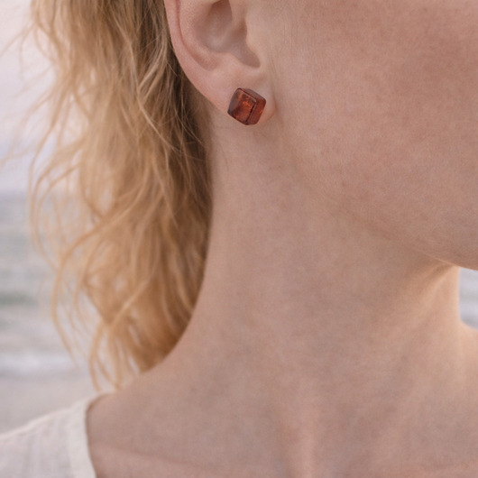 kolczyki z kamieniami Kolczyki Kostki z Bursztynu Bałtyckiego, Sztyfty Srebrne