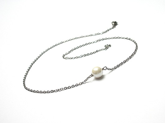 Alloys Collection - /one pearl/white/ -naszyjnik KiKa pracownia
