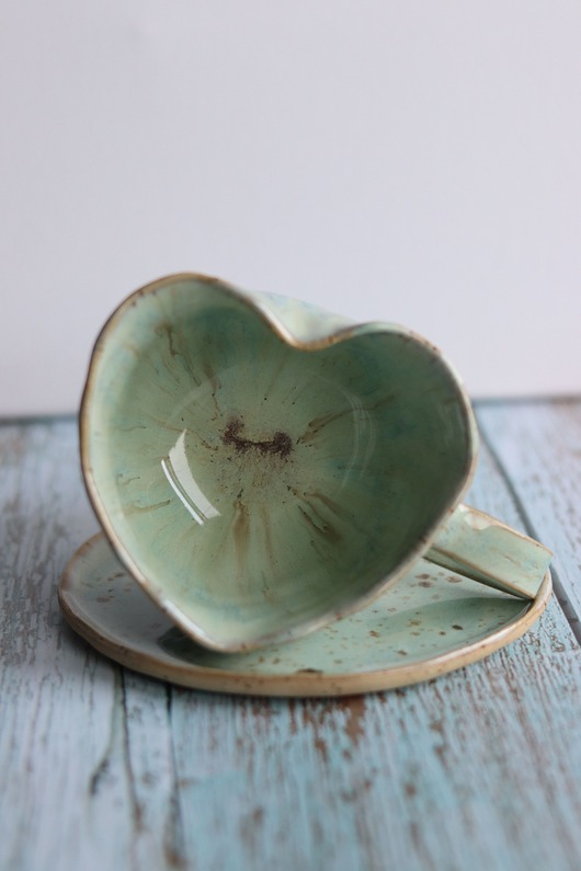 kubki Kubek Ceramiczny Serce Oceaniczny, Kubek Na Prezent, Prezent Na Walentynki