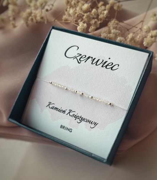 bransoletki z kamieni naturalnych Bransoletka Kamień Urodzeniowy Czerwiec srebrna