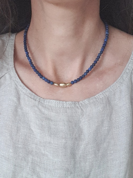 chokery Naszyjnik ZEN lapis lazuli, mosiądz