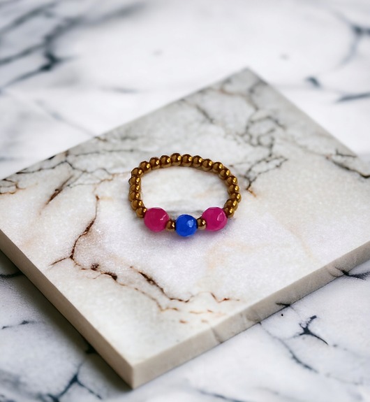 pierścionki elastyczne Pierścionek : golden summer I :: jadeit, hematyt