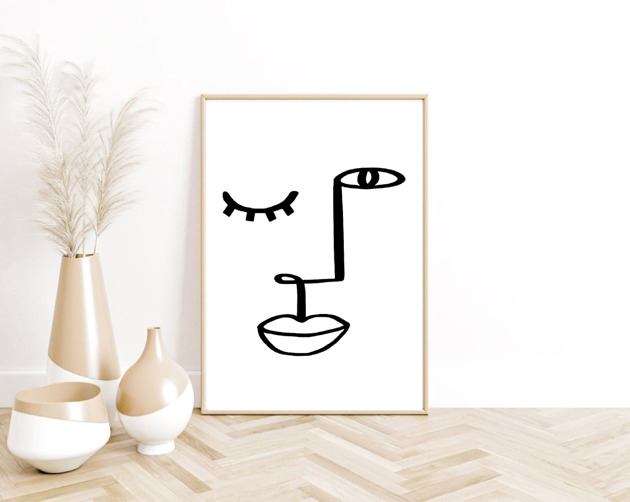 plakaty PLAKAT line art, szkic, twarz, abstrakcyjny
