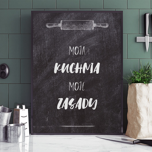 PLAKAT MOJA KUCHNIA, MOJE ZASADY P092 ciemny Yoko Design
