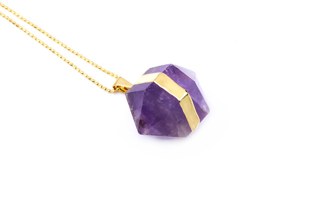Colare Ametyst Beczułka Duża złoto Brazi Druse Jewelry