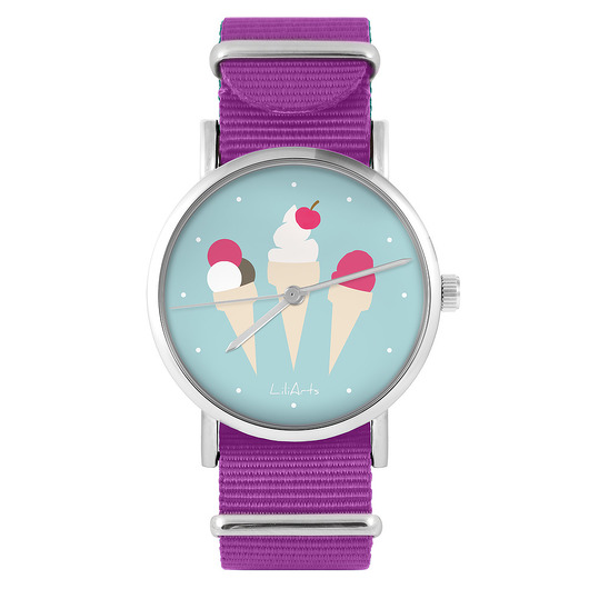 zegarki damskie Zegarek - Lody - amarant, nylonowy