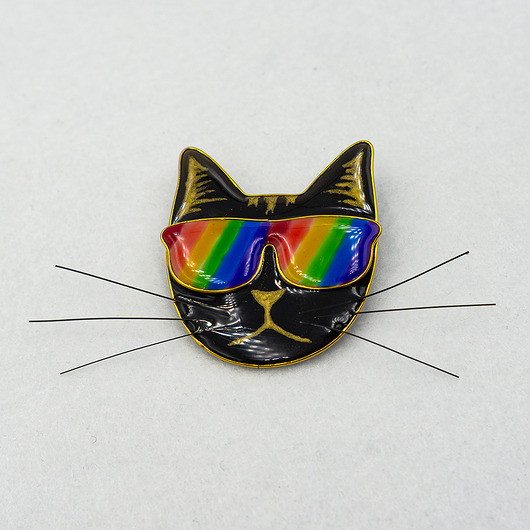 breloki Przypinka tęczowa pride z kotem pin 001