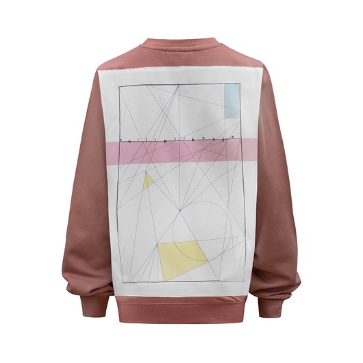 bluza bez kaptura damska Różowa bluza z geometryczną grafiką