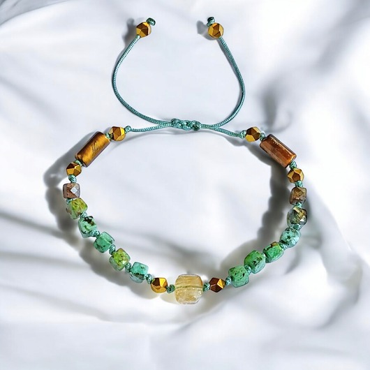 bransoletki z kamieni naturalnych SUKCES - amulet - turkus, cytryn, tygrysie oko, hematyt