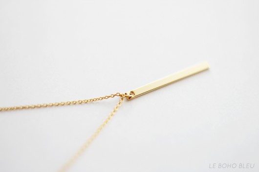 16k Gold Plated Vertical Bar Necklace Le Boho Bleu