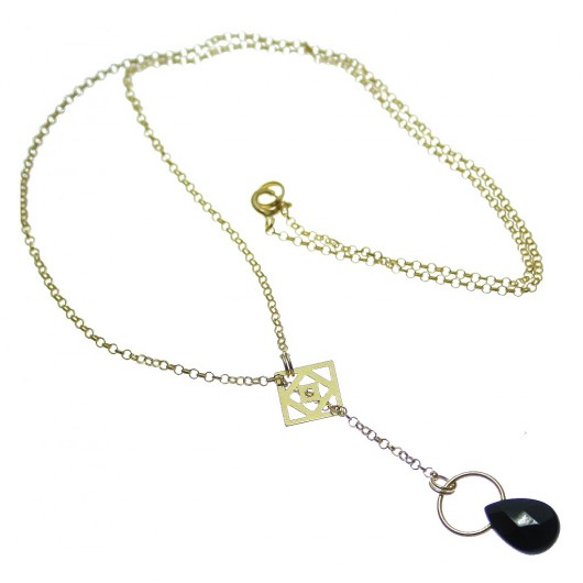 Naszyjnik LONG GOLD ONYX POPLAVSKY