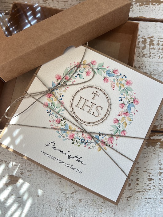 kartki na komunię Kartka na komunię ręcznie robiona - Pamiątka Komunii