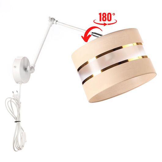 kinkiety Regulowany lampa kinkiet z abażurem złote pasy