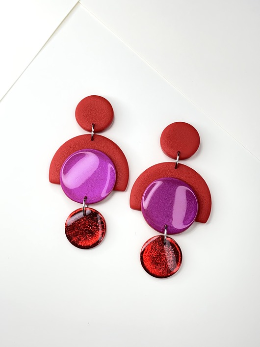 kolczyki z masy plastycznej Wiszące geometryczne kolczyki HALL