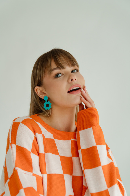 kolczyki z masy plastycznej Wiszące kolczyki kwiatki