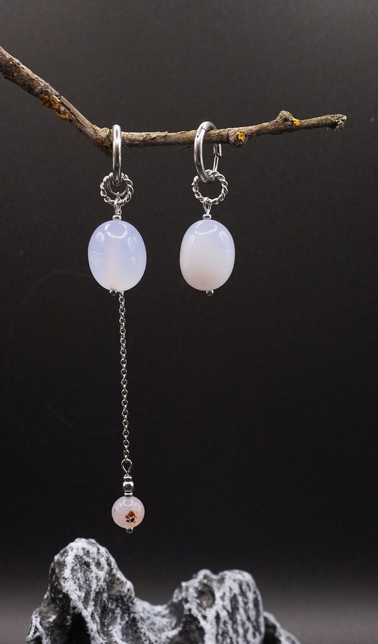 kolczyki z kamieniami Kolczyki Chalcedon