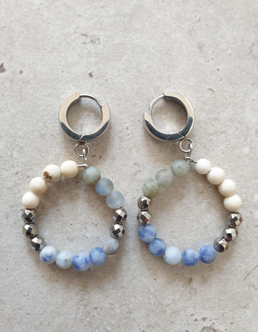 kolczyki z kamieniami Kolczyki DONUTS MULTI jaspis niebieski, hematyt