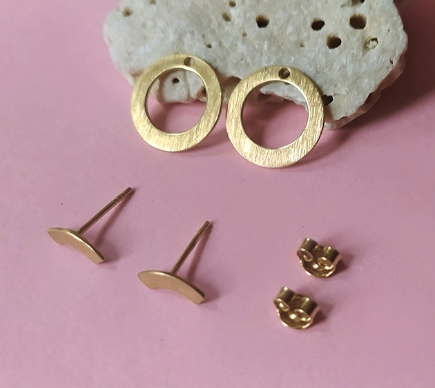 kolczyki pozłacane Kolczyki DOUBLE RINGS, srebro 925 pokryte 24K złotem