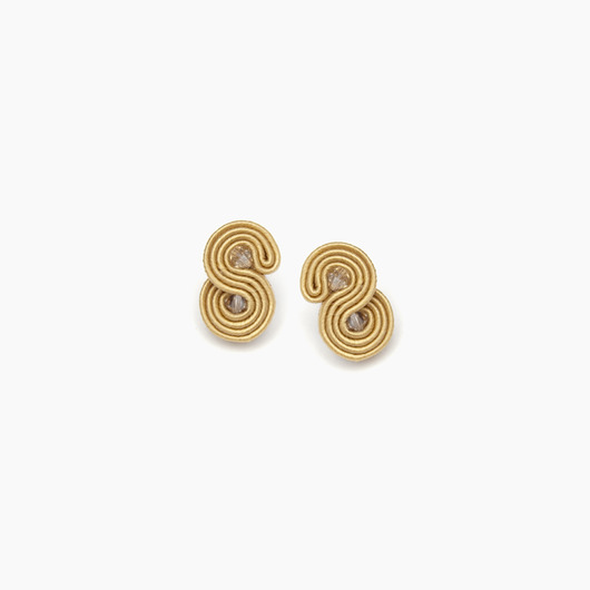 kolczyki soutache Małe sztyfty / wkrętki złoto sepia