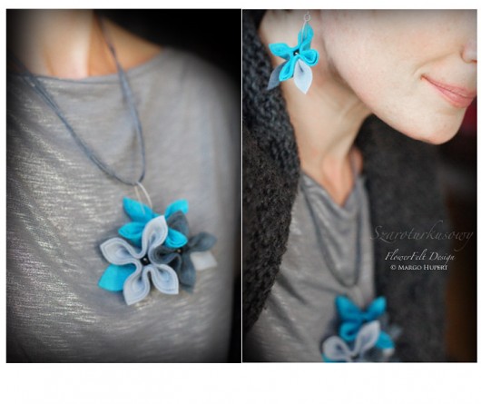 szaroturkusowy FlowerFelt Design
