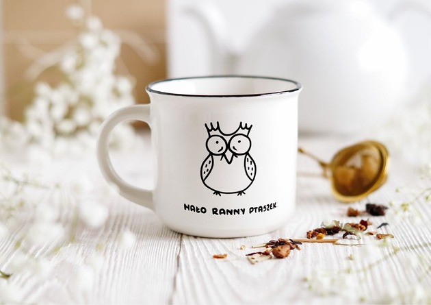 kubki Kubek z sową, dla śpiocha, ręcznie malowany, nocny marek