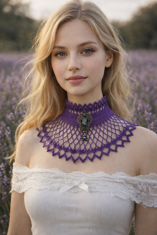 kolie Naszyjnik lawendowe marzenie retro