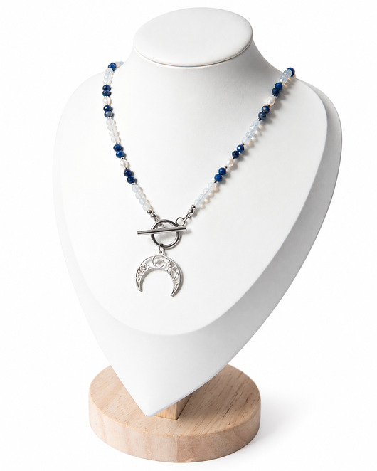 korale LUNULA naszyjnik z kamieni - opal, lapis lazuli i perła