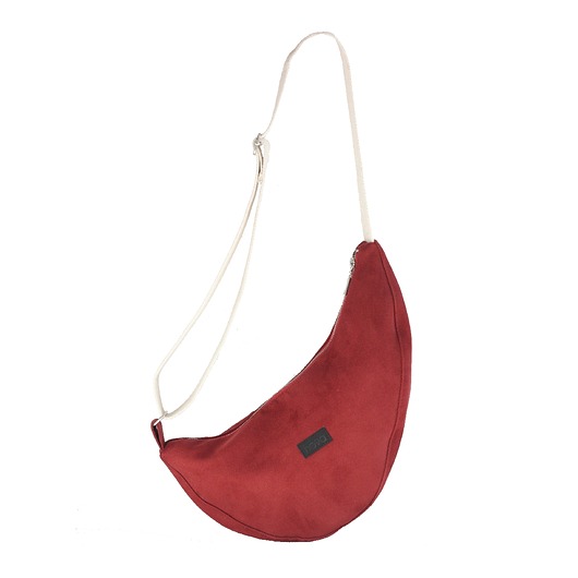 saszetka nerka Torebka BANANA BAG bordowa z jasnym paskiem