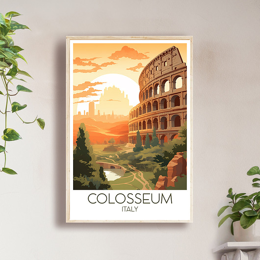 plakaty Włochy - Koloseum, Rzym - Plakat, pamiątka dla podróżnika