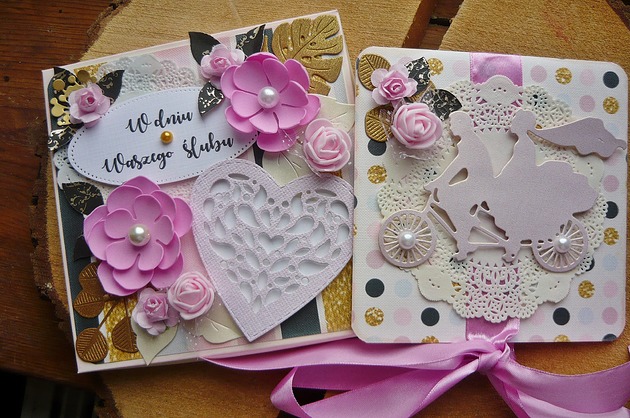 kartki scrapbooking pamiątka ślubna z Twoimi życzeniami