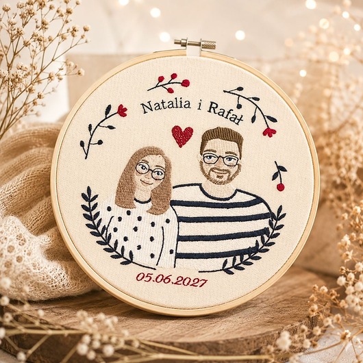 Ślub - inne Personalizowana pamiątka ślubna/zaręczynowa , haft w tamborku