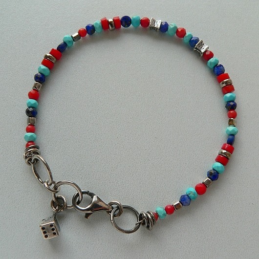 bransoletki srebrne -turkus-koral-lapis lazuli-
