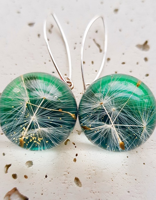 Kolczyki srebrne z nasionami dmuchawca Grol Jewellery