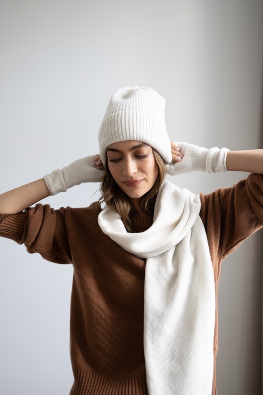 szale damskie Szalik Merino & cashmere śmietanka