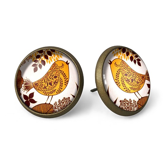 Kolczyki sztyfty Retro ptaki - 0648 EGGinEGG