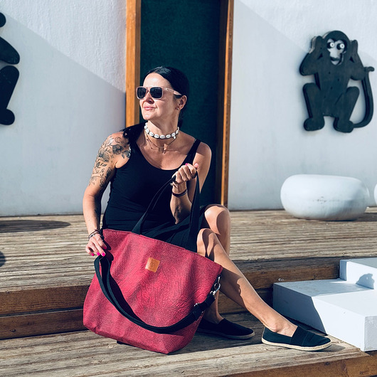 torby na ramię Duża torba shopperka "Mili Duo" - czerwona