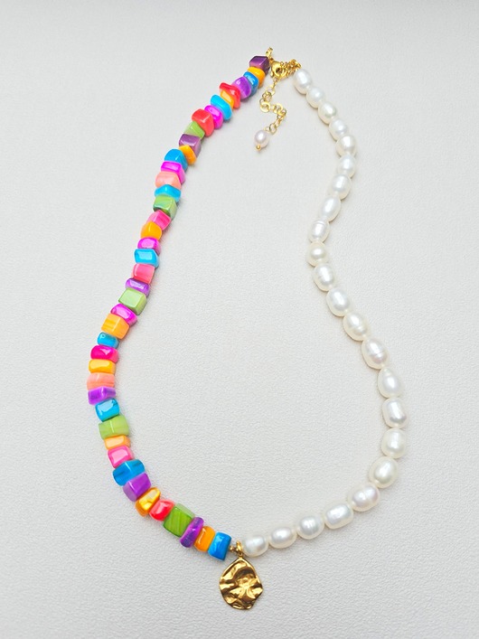 złote naszyjniki Naszyjnik Perłowo Kolorowo