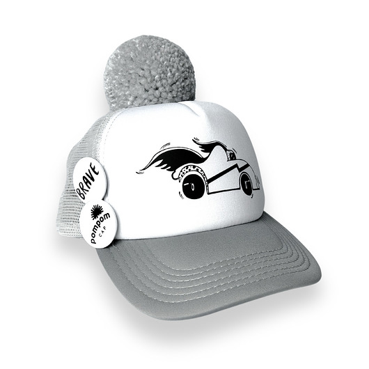 czapki dziecięce Szara czapka z daszkiem Pom Pom Cap Auto