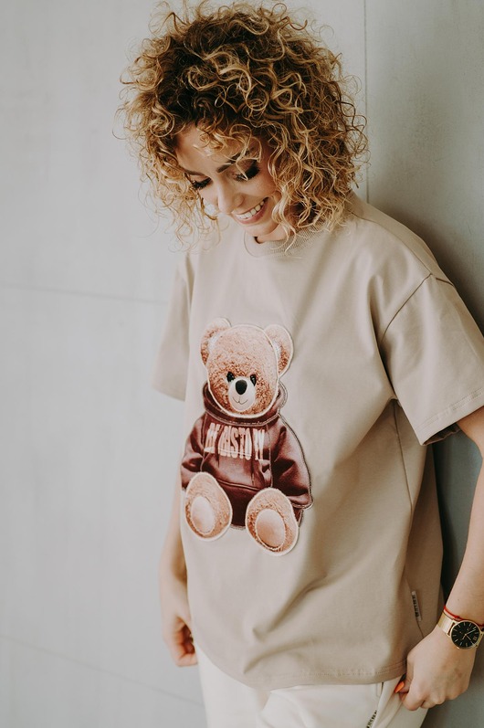 t-shirt damskie T-shirt oversize Biscuit Teddy dla mamy