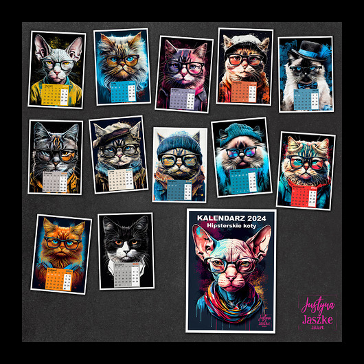 kalendarze i plannery Kalendarz 2024 - Hipsterskie Koty 13x18 cm