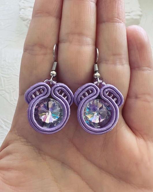 kolczyki soutache Kolczyki sutasz fioletowe 
