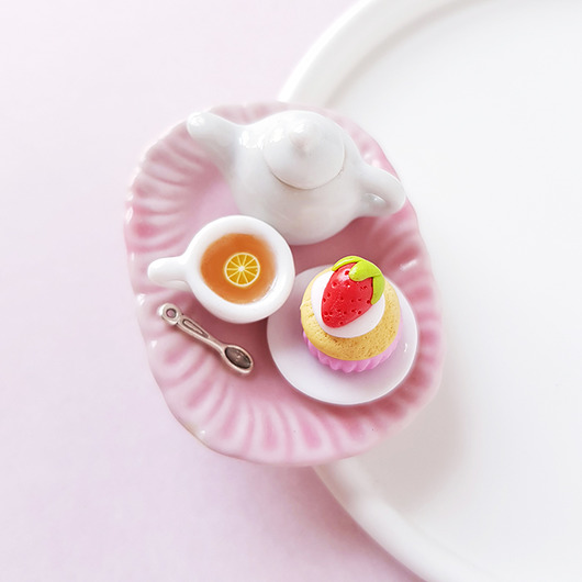 Duży magnes na lodówkę herbata i ciastka  Lemon Lovely
