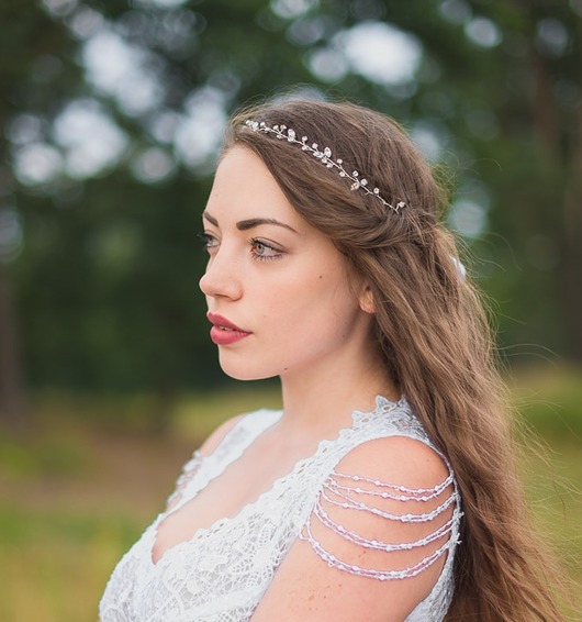 Biżuteryjny wianek ślubny Alla  Anelis Atelier